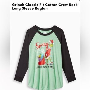 Torrid Grinch Christmas Shirt Raglan Size Medium 10 or Torrid 00